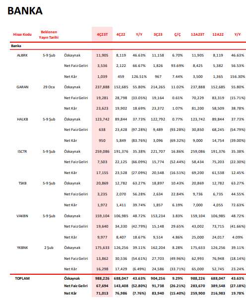 Foreks Haber 2023 yılı 4.çeyrek finans dışı bilanço anketi sonuçlandı