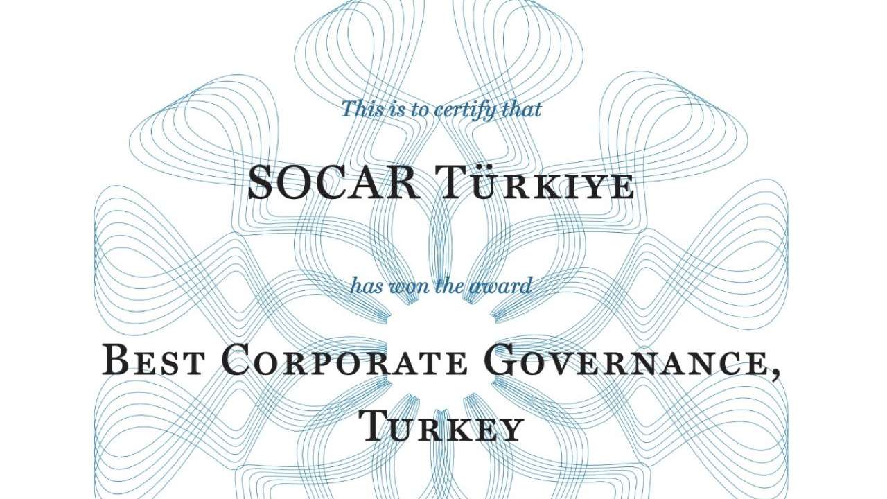 SOCAR Türkiye, Türkiye’nin en iyi kurumsal yönetişim uygulamalarına sahip şirketi oldu